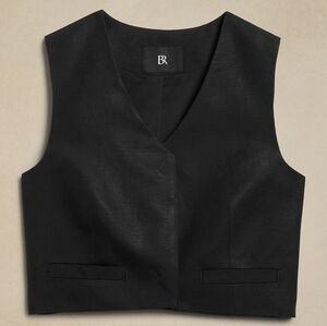NWT Banana Republic Lyocell & Linen Cropped Vest in Black Size 4